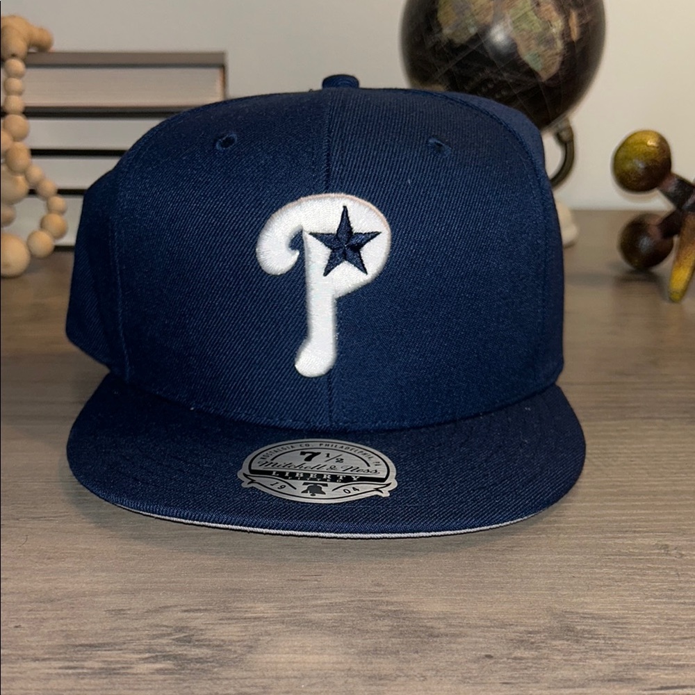 Mitchell & Ness Navy Blue Hat with White Logo